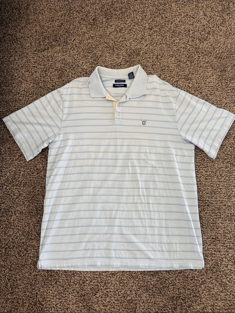 Golf Polo XXL Mens Chaps Light Blue Short Sleeve Striped Stretch Vintage